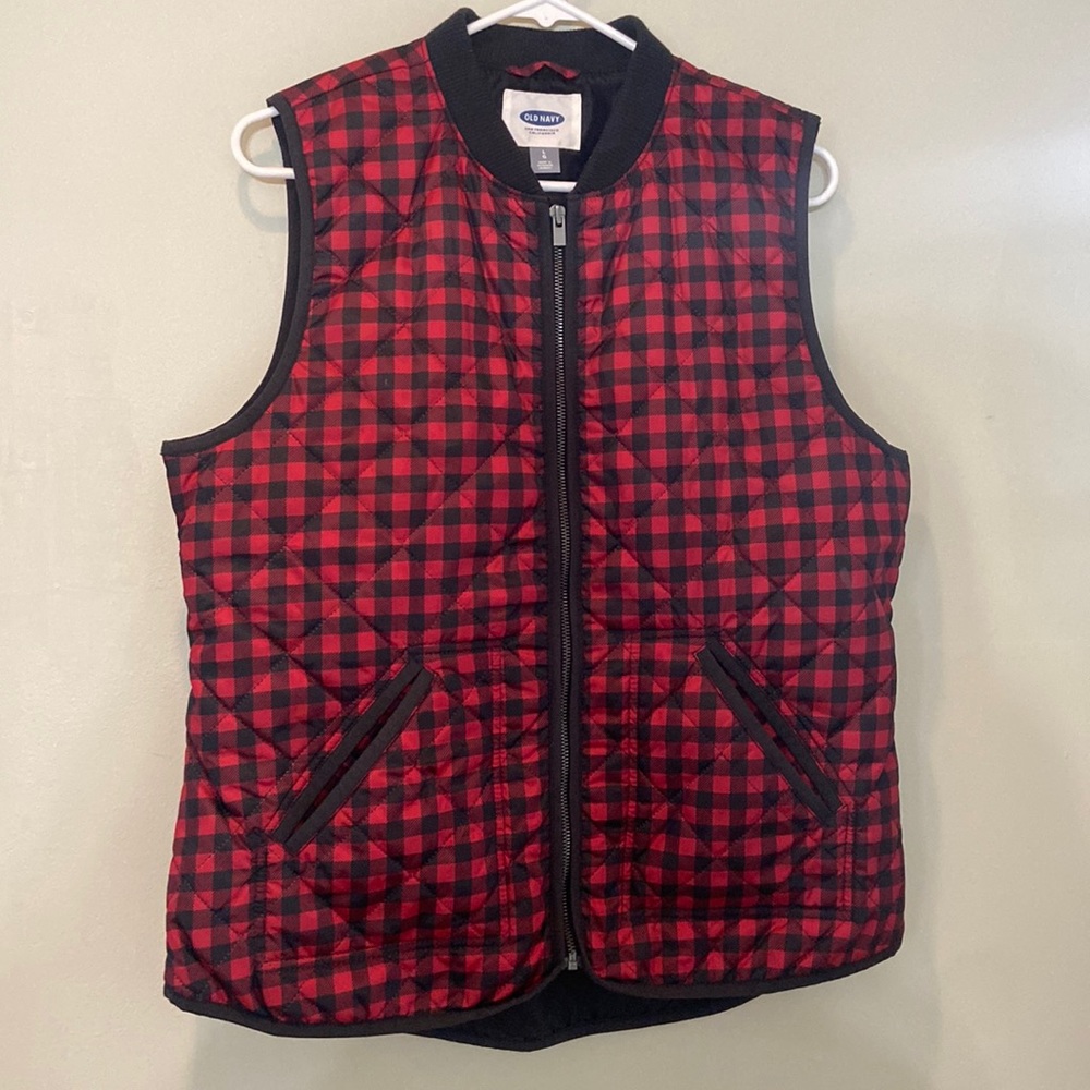 Old Navy black and red vest with front zipper